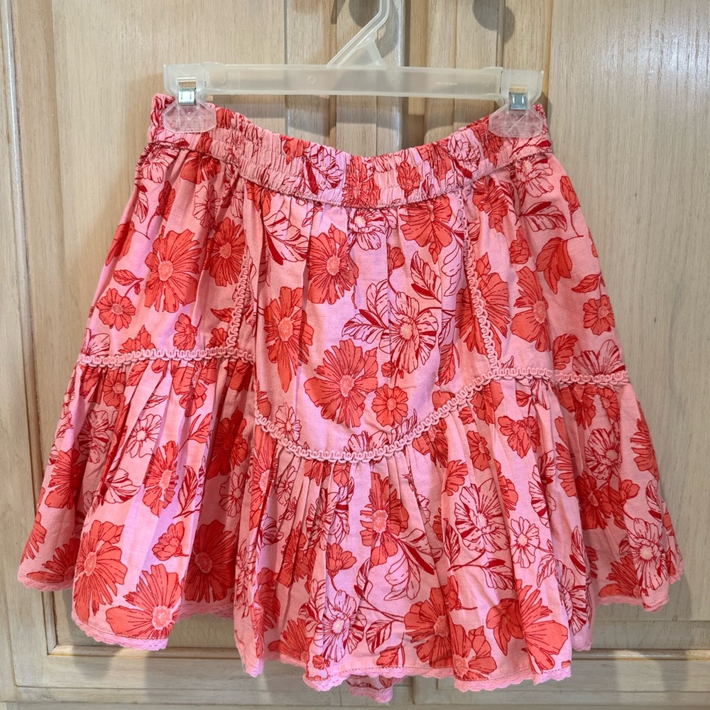 Jessica Simpson Red Floral A-Line Skirt